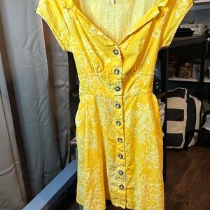 Free People Yellow Floral Mini Dress